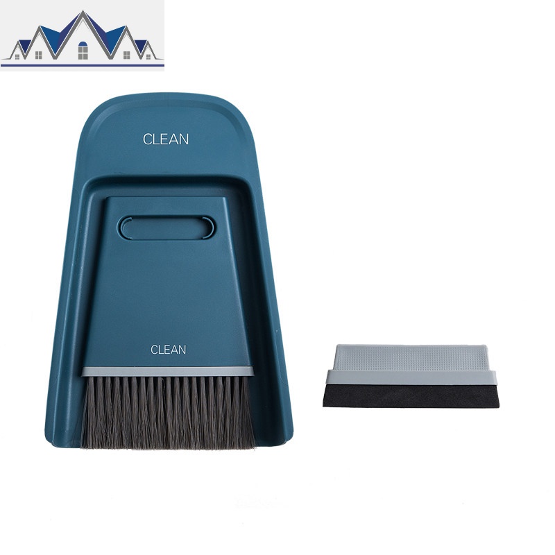 迷你桌面扫把簸箕套装家用笤帚扫床儿童小撮箕扫帚迷子组合垃圾铲 三维工匠 藏蓝