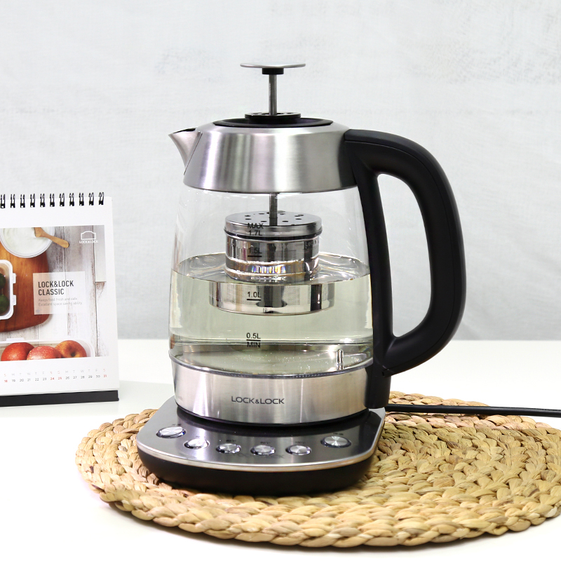 乐扣乐扣（LOCK&LOCK）电热水壶 高硼硅玻璃 静音防干烧水壶 EJK333BLK 1.7L