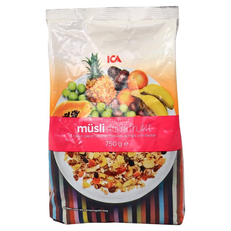 瑞典进口ICA 麦片45%水果什锦燕麦片冲饮美味早餐750g