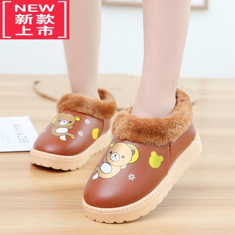 可莉允儿童保暖雪地鞋男女童家居防滑棉鞋小中大童包跟小孩毛口雪地靴图片