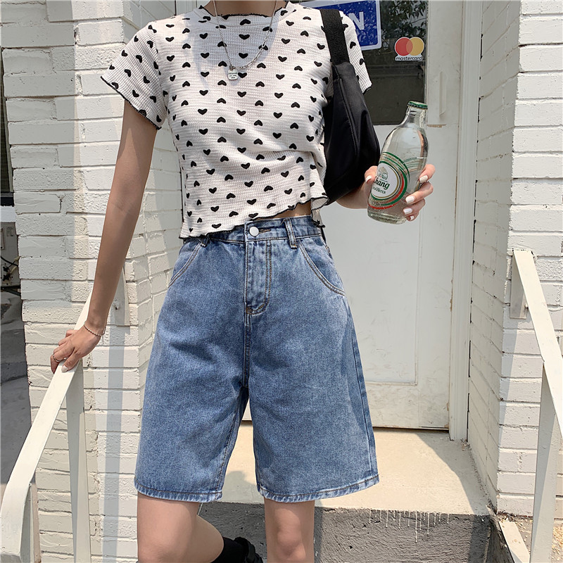 WAXY牛仔裤女高腰显瘦显腿长a字短裤2022夏新款洋气女士韩版裤子