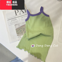 YIBUSHENG小女孩时尚连衣裙2023装新款洋气吊带裙女宝宝休闲背心裙韩版宝 120 绿色