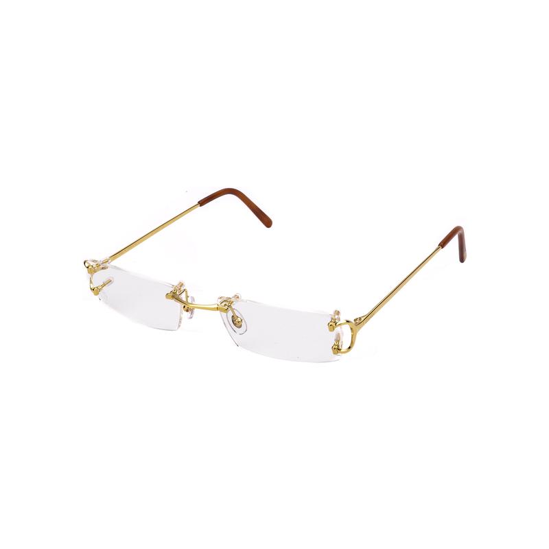 Cartier中性太阳镜金属框透明金矩形眼镜框高清大图