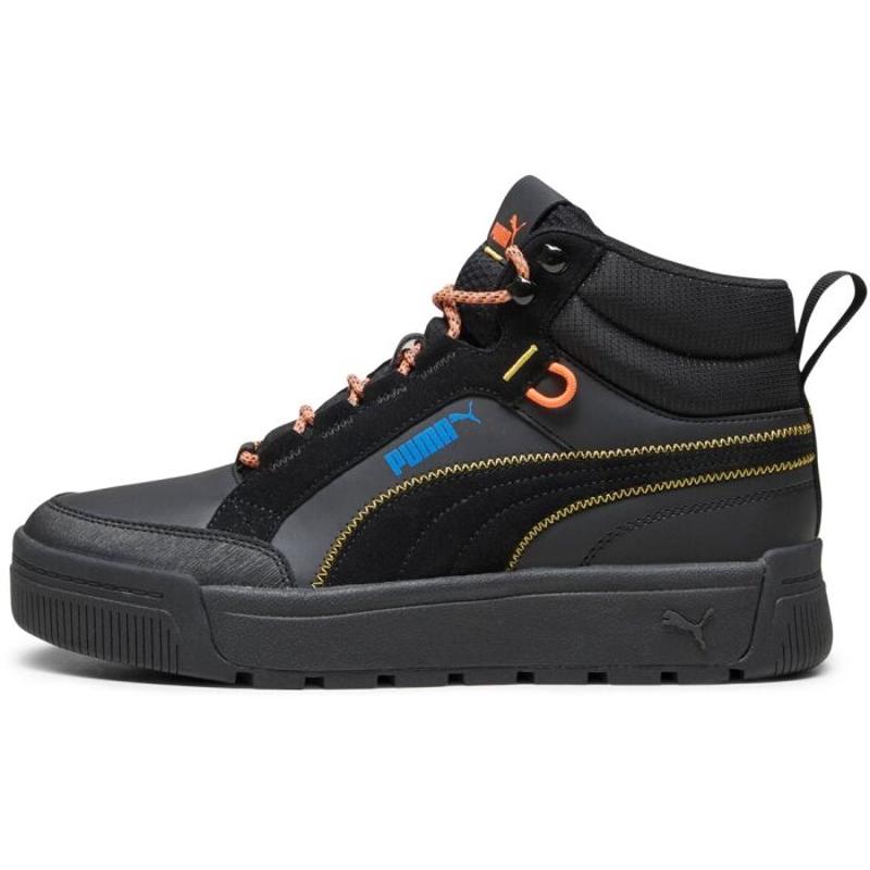 彪马(Puma)男鞋冬日保暖轻便合成革拼接运动休闲室内综合训练鞋 black_(black_/_orange_/_yellow 46