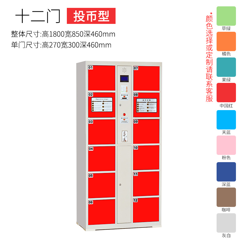 三金鑫 超市电子存包柜商场寄存柜储物柜员工手机充电存放柜微信刷卡密码指纹储物保管寄存柜 12门投币