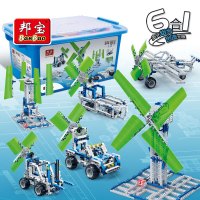 邦宝科普科技小学生拼装积木科学实验益智玩具风能发电套装6906