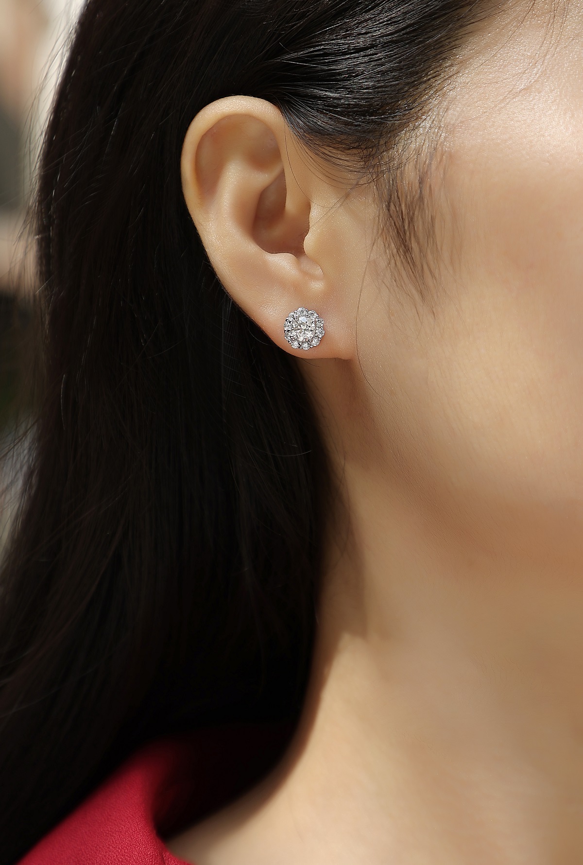 玖钻珠宝 925 银莫桑石简约恒星耳饰E13031-5.0高清大图