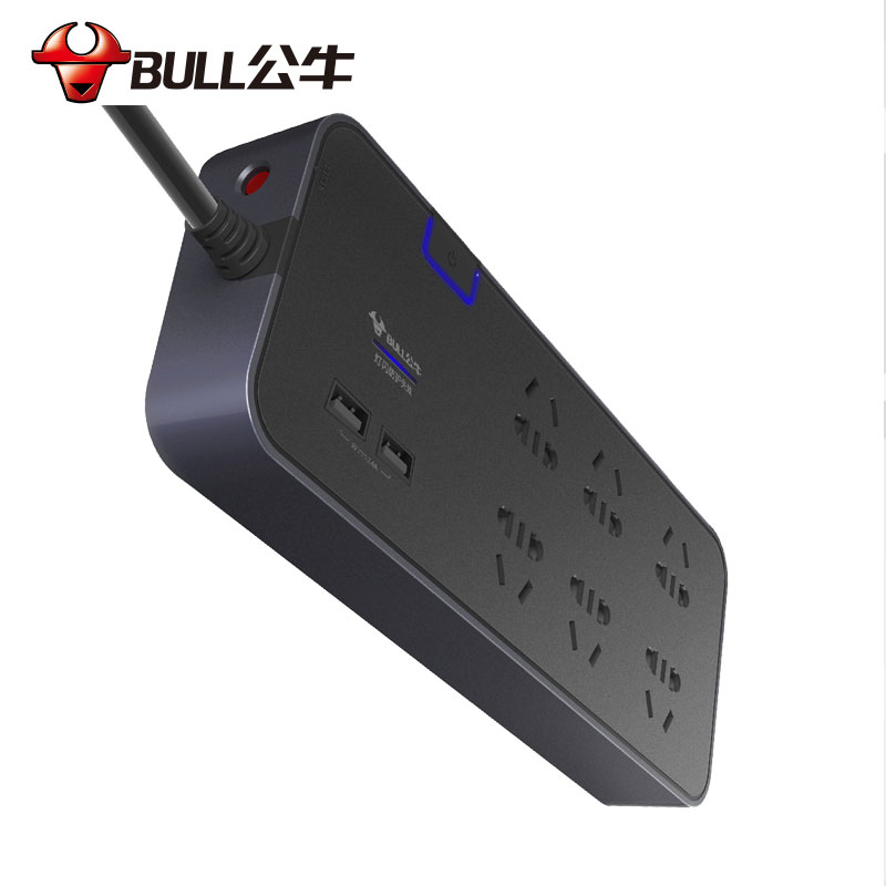 公牛 抗电涌插座H306U公牛6位多功能USB快充接线板 安全防过载设计 多口充电不等待