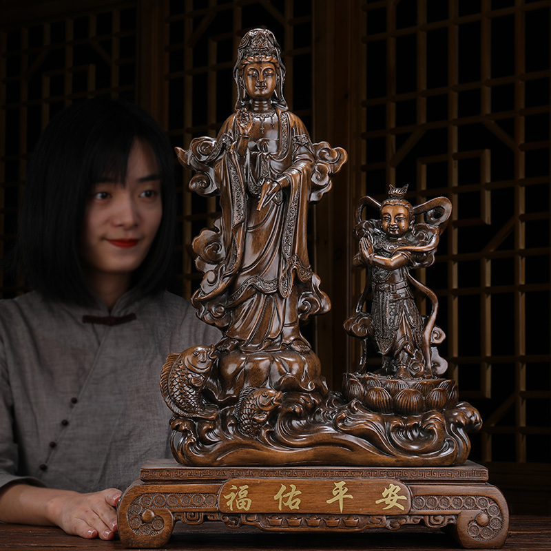 观音佛像供奉家用海观音摆件禅意观音娘娘无观世音菩萨像_397_391_714