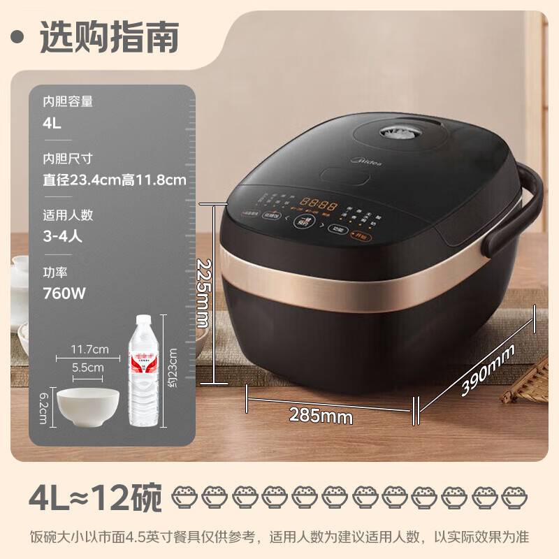 美的Midea低糖电饭煲家用4L米饭锅米汤分离3-4人多功能沥米柴火饭快速饭热水快饭微压电饭锅 MB-40LS02高清大图