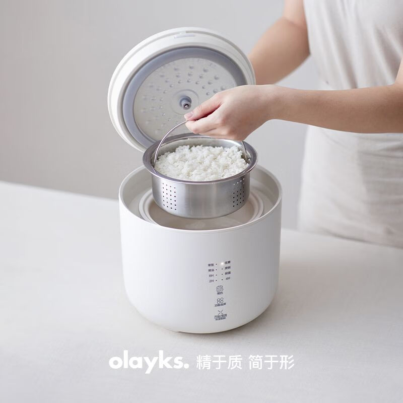 欧莱克(olayks)立时电饭煲小型迷你家用宿舍多功能智能2L触控陶瓷釉内胆 2L白色+蒸笼ZNFB03005 1L高清大图