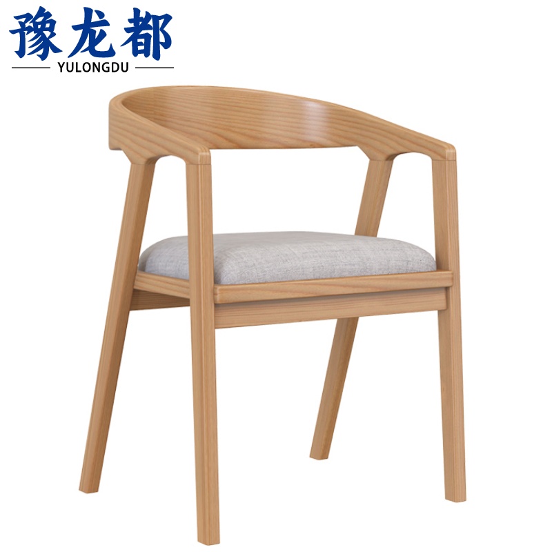 豫龙都靠背餐椅实木把高清大图
