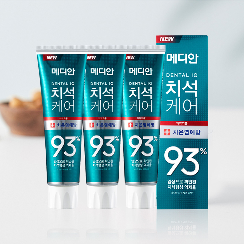 麦迪安(MEDIAN)93%牙膏牙龈护理绿色120g*3支 清除牙结石