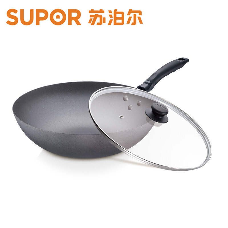 苏泊尔(SUPOR) 精铸铁锅玻璃盖 32CM炒锅 FC32Q1新