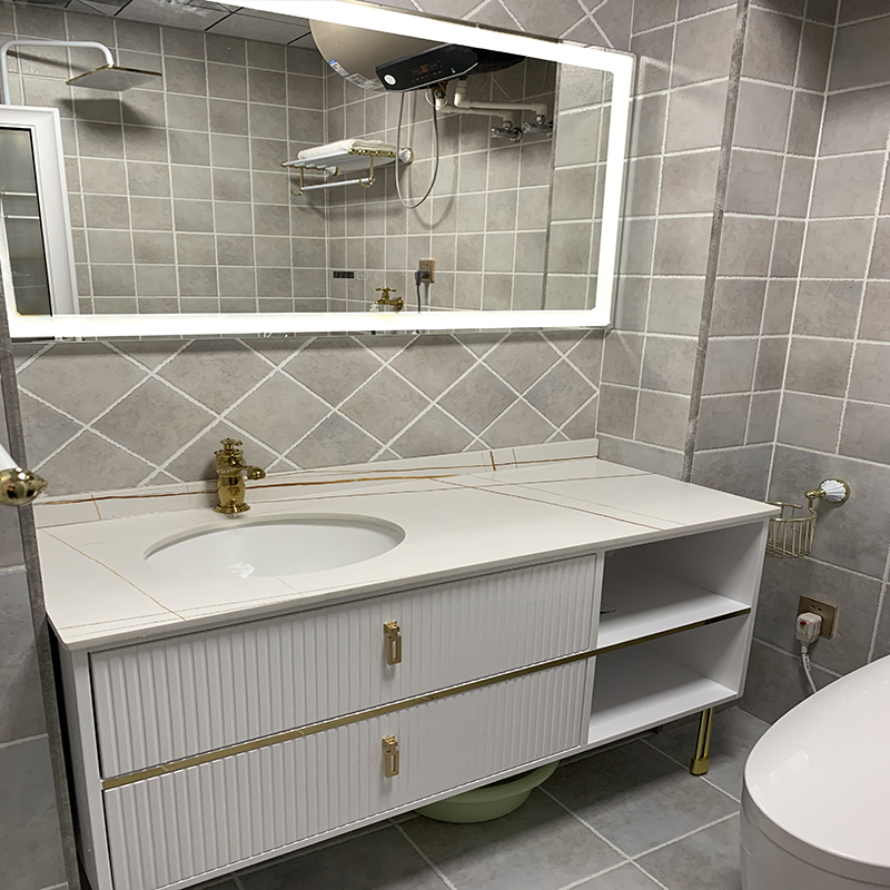 轻奢浴室柜闪电客组合现代简约岩板台上盆洗手洗脸盆柜卫生间洗漱台