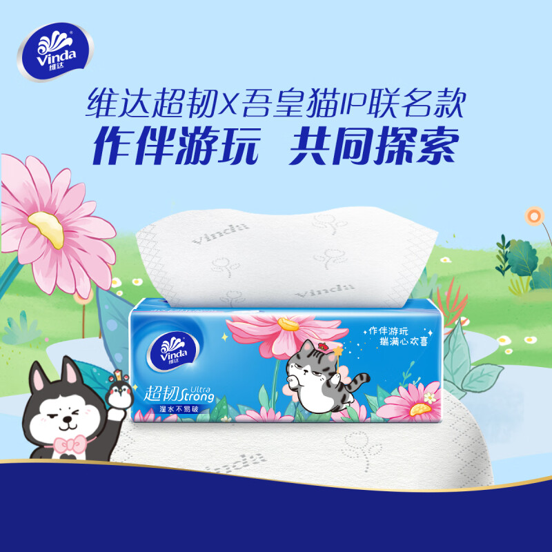 维达(Vinda)超韧抽纸卫生纸餐巾纸3层100抽24包 V2283-A高清大图