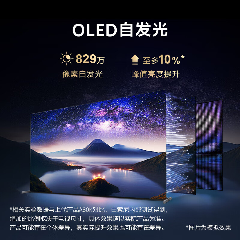 索尼(SONY) XR-83A80L 83英寸 大屏4K超高清120Hz高刷HDR屏幕发声 XR认知芯片 OLED电视