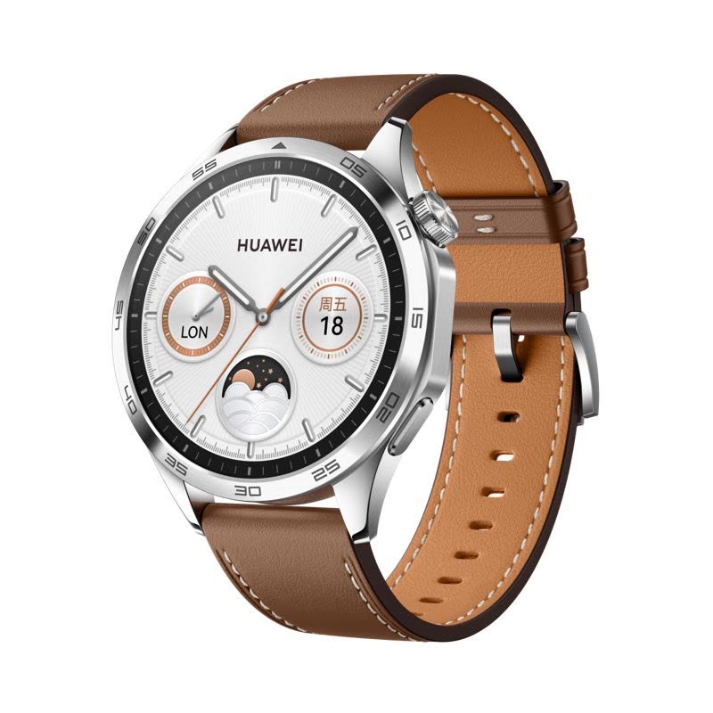 华为/HUAWEI WATCH GT 4 46mm 山茶棕 棕色真皮表带 智能手表 运动手表图片
