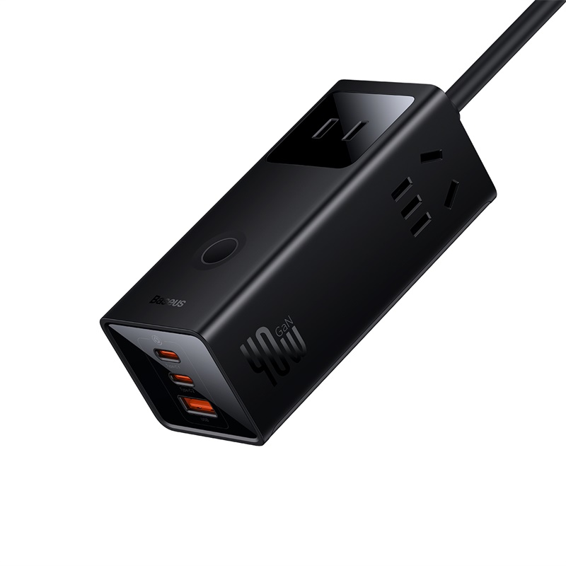 倍思 灵傲系列 数字式插线板 3AC+1U+2C 40W 1.5m电源线 黑色