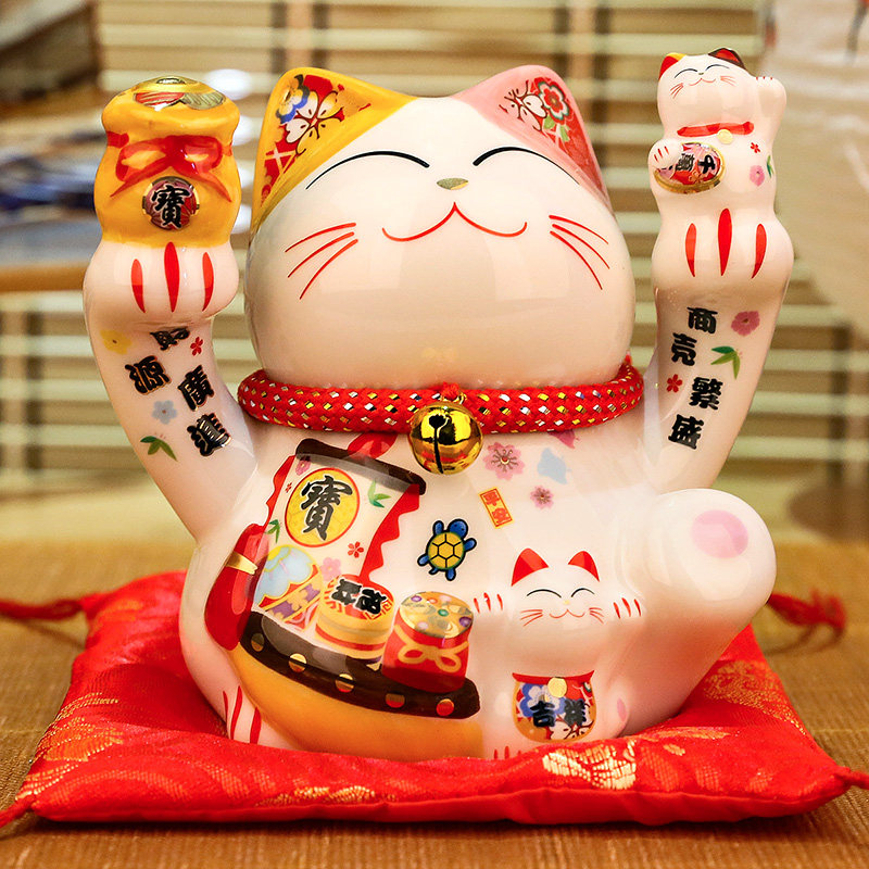 猫小摆件 店铺开业创意家居礼品迷你号陶瓷存钱储蓄罐 三维工匠 福来大吉-[5寸]猫高清大图
