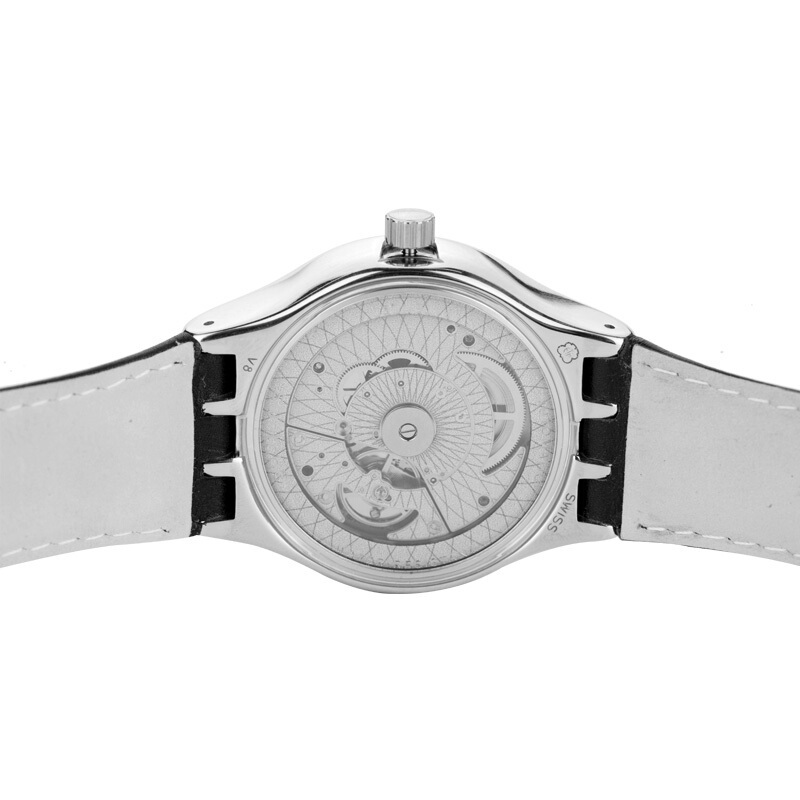 斯沃琪(Swatch)手表 装置51金属系列 休闲时尚 皮革表带 机械男士表YIS402