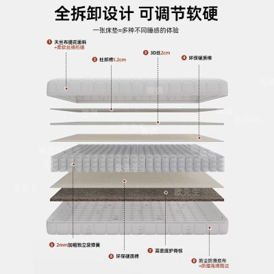 全拆床垫豪华版两面可睡星级冰丝全拆独立袋床垫透气酒店可拆防螨家用 1.8*2.0米 全拆三睡感独立袋星级豪华床垫