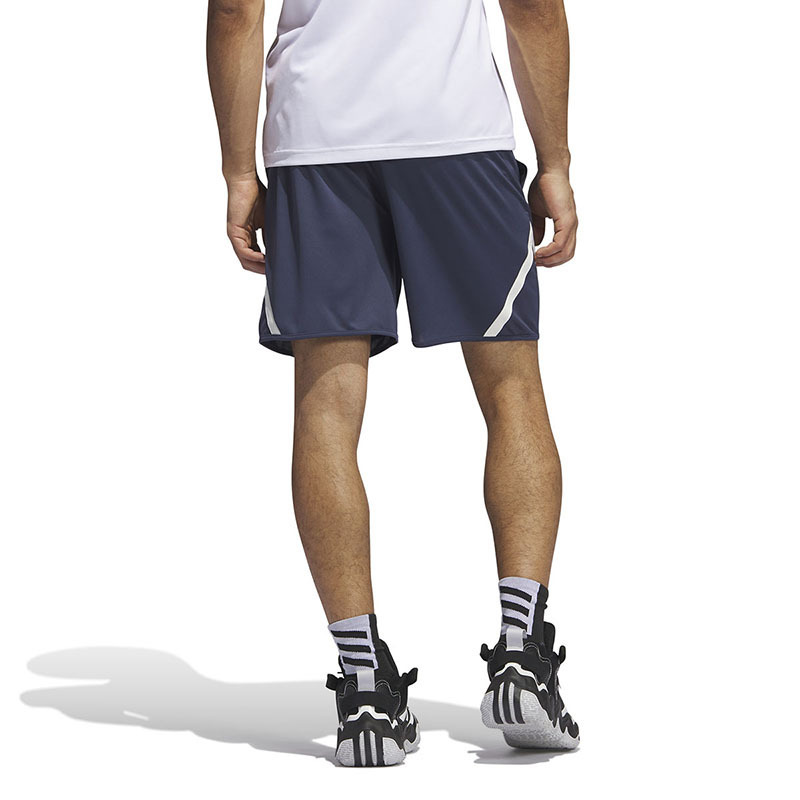 adidas 撞色logo印花松紧腰速干篮球运动短裤 男款 暗藏青 il2246