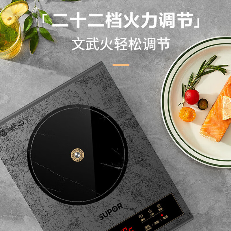 苏泊尔 电磁炉智能电磁灶火锅炉精控恒温22档火力调节一键蒸煮10h定时 2200W大火力C22-ID37高清大图