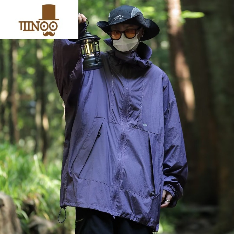 YANXU防晒衣男夏季轻薄透气山系户外潮牌连帽冲锋衣外套钓鱼服风衣夹克高清大图