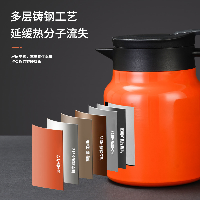 橙亿鸿 316不锈钢智能显温保温壶焖烧泡茶壶 1000ml/个高清大图