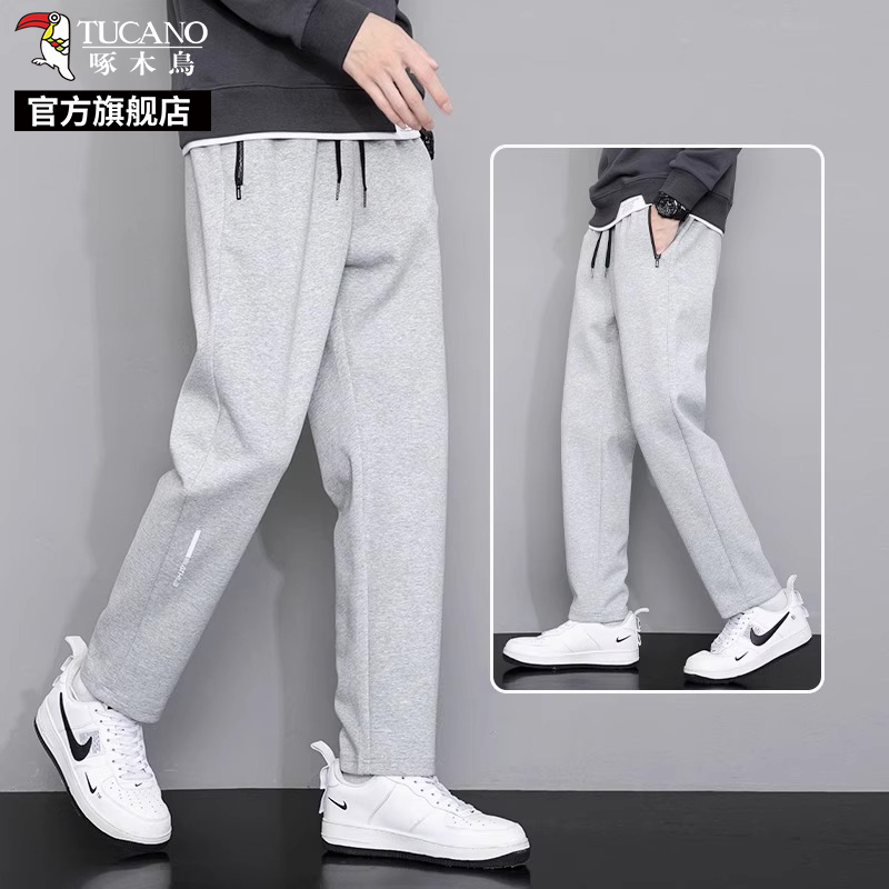 啄木鸟运动休闲裤男士2025年新款夏季薄款宽松束脚卫裤黑色裤2新高清大图