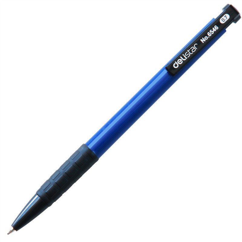 得力(deli)6546圆珠笔蓝色0.7mm(单位:支)写字笔原子笔油笔按动笔