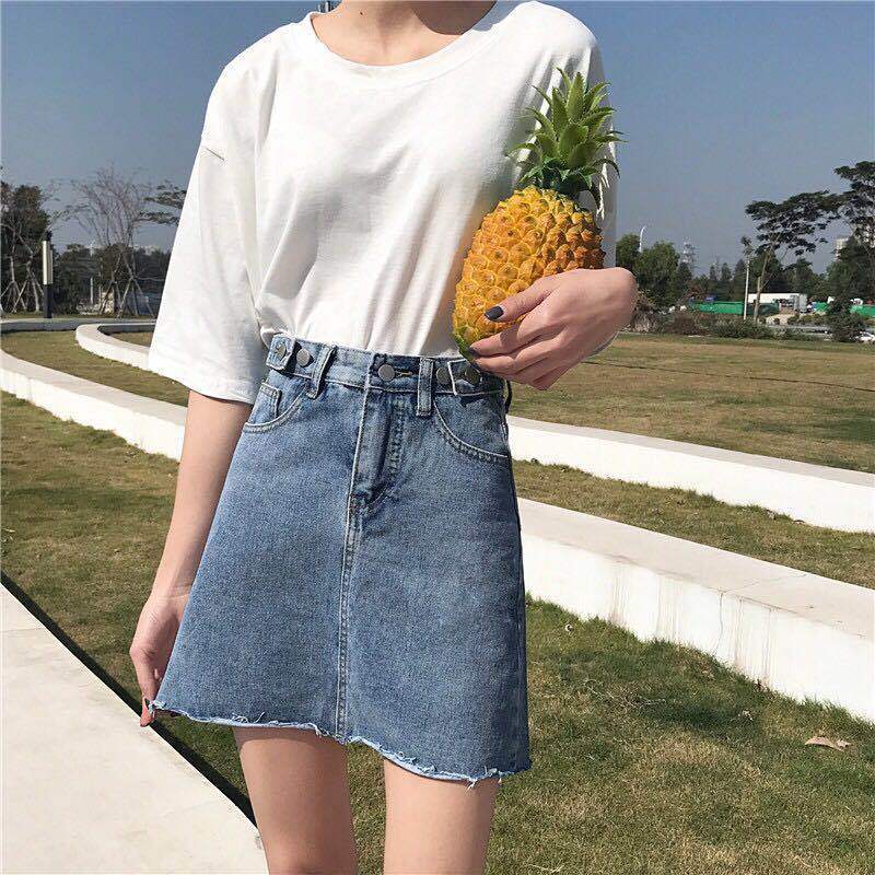 牛仔裙女夏季2019新款高腰半身裙a字裙韩版短裙流苏裙子a型包臀裙 图片色 S