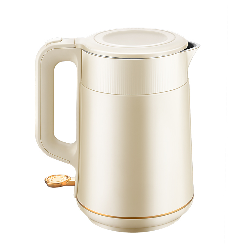 荣事达Royalstar不锈钢电水壶米白色1.5L防干烧底盘加热安全实用高清大图