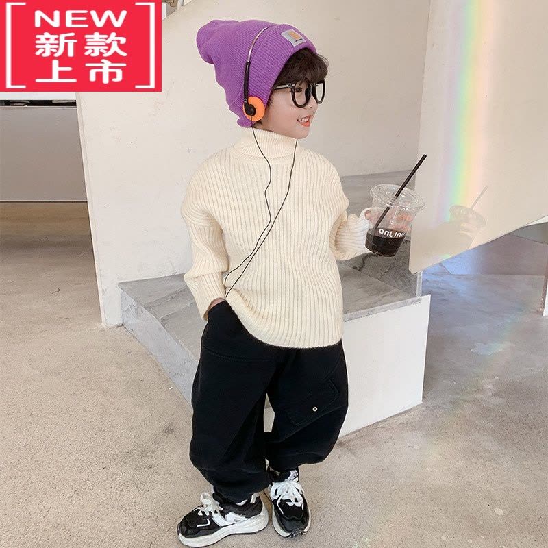 可莉允男童毛衣秋冬款2022新款儿童打底衫冬装男孩上衣半高领冬季针织衫图片