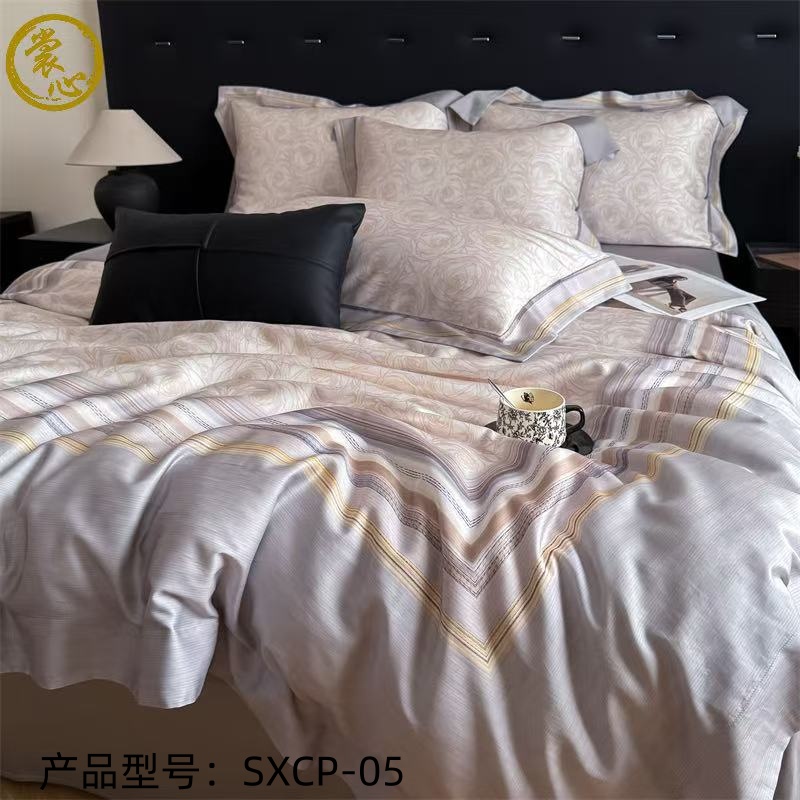 裳心 提花四件套 SXCP-05 藕粉色高清大图