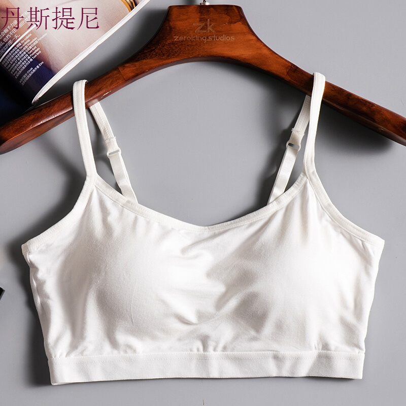 莫代尔无钢圈文胸带胸垫一体短款带背心睡眠运动瑜伽打底内衣女