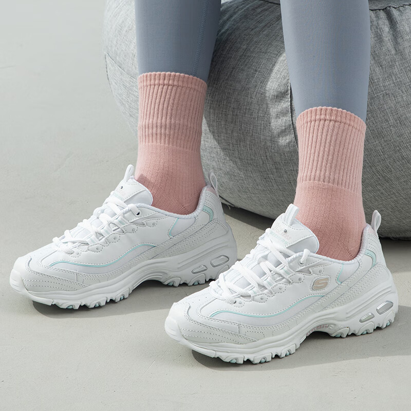 斯凯奇(Skechers)女鞋 2023秋季新款运动鞋时尚熊猫老爹鞋厚底耐磨休闲鞋 149060-BKLB 5/35/2