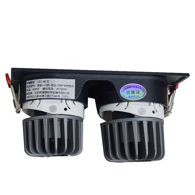 LED射灯 防眩光 嵌入式 黑架+白杯-双头15W*2中性光高清大图