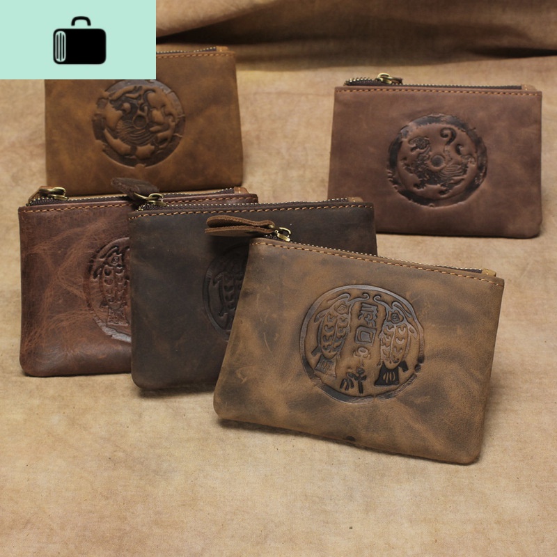 疯马皮新款零钱迷你小钱包男女牛皮手工钥匙包超薄卡包潮NEW LAKE高清大图