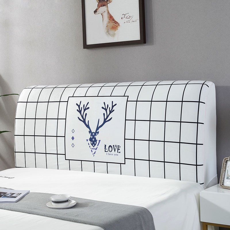 家柏饰(CORATED)北欧风床头罩套床头套软包防尘罩床背罩子保护套1.8床弹力布1.5床 绿叶火烈鸟 床头宽度1.2米高清大图