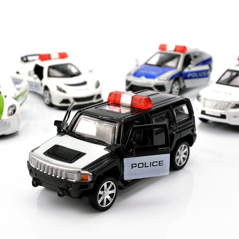 儿童迷你合金车模小汽车模型男孩玩具车玩具小车套装小孩仿真警车 军绿色皮卡-57高清大图