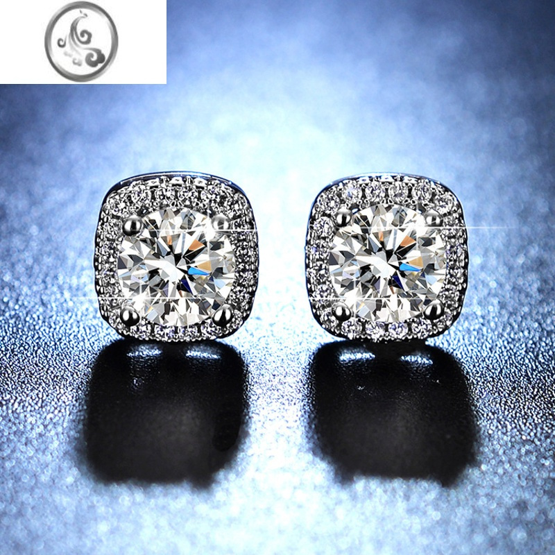 jimi莫桑钻耳钉女925银银1克拉宝石仿真雪花耳环轻奢六爪简约耳饰礼物