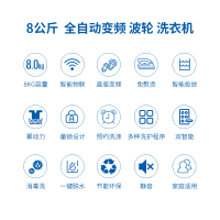 海尔（Haier)EB80BDF9GU1 8公斤直驱变频全自动波轮洗衣机 双智能系统 特色幂动力
