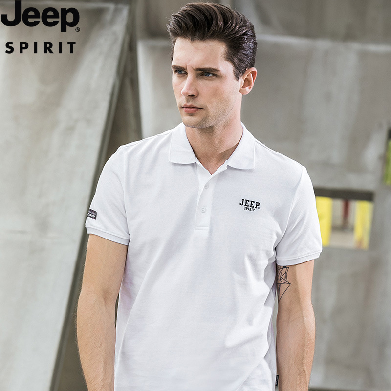 JEEP SPIRIT吉普短袖T恤男衫纯色翻领POLO衫商务纯棉打底衫潮流高清大图