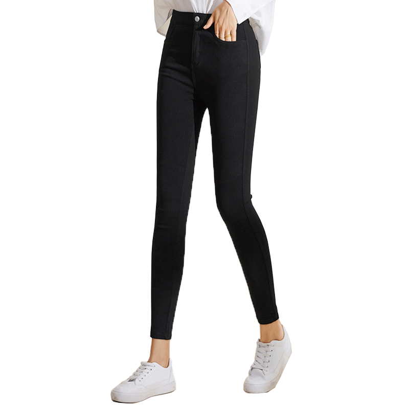逸阳2020新款高腰弹力修身显瘦外穿铅笔黑色外穿打底裤女图片