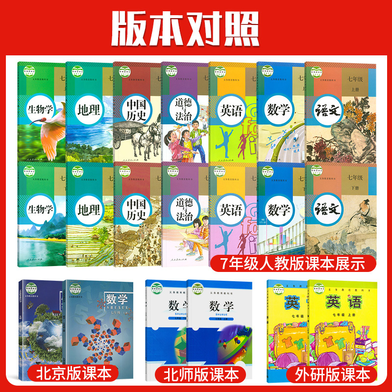 [人教版]地理生物套装 国一上 [正版]五年中考三年模拟国一上册下册初中数学英语语文政治历史地理生物全套 人教版同步练习高清大图