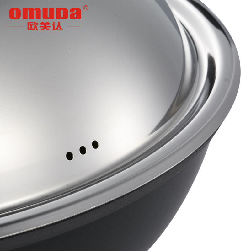 欧美达炒菜锅具重力铸造真不锈铸铁锅无烟无涂层不粘锅30cm