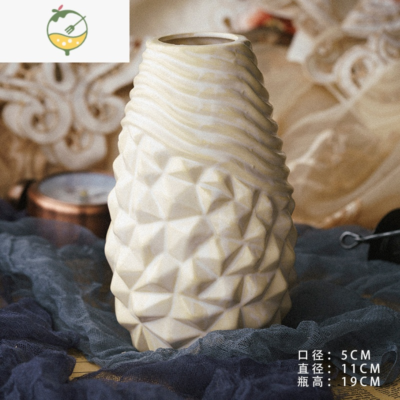 YICHENG欧式花瓶陶瓷创意摆件陶罐青花瓷现代简约瓷器落地大粗陶花瓶花器 金杯