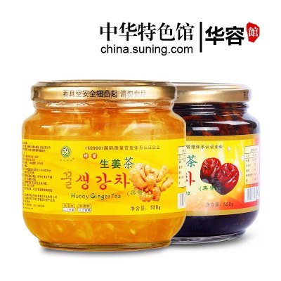 【中华特色】华容馆 楚天碧玉 蜂蜜生姜茶550g+蜂蜜大枣茶550g 蔬果茶冲饮品